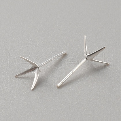 925 Sterling Silver Stud Earring Findings STER-WH0008-15F-S-1