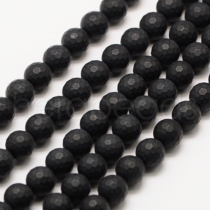 Frosted Natural Black Onyx Bead Strands G-A131-10mm-02-1