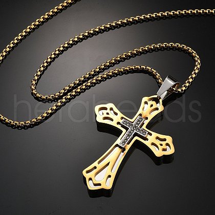 304 Stainless Steel Pendant Necklaces NJEW-H058-04GP-1