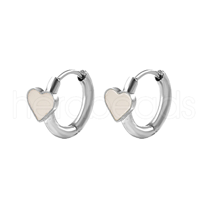 Natural Shell Heart Hoop Earrings QE2465-2-1