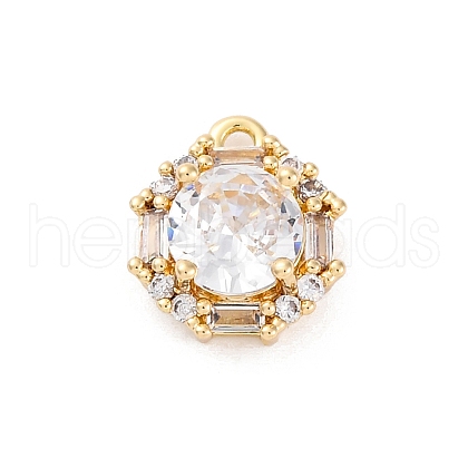 Brass Micro Pave Clear Cubic Zirconia Pendants KK-Z084-09G-03-1