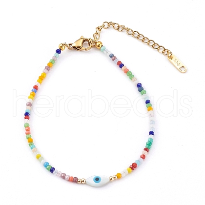 Imitation Jade Glass Beaded Bracelets BJEW-JB05987-01-1