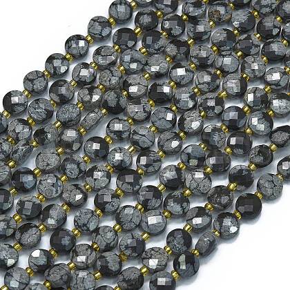 Natural Snowflake Obsidian Beads Strands G-K389-B65-01-1