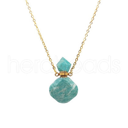 Natural Flower Amazonite Perfume Bottle Necklaces PW-WG51282-08-1