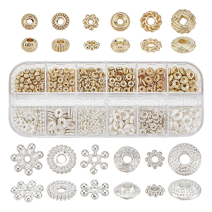   360Pcs 12 Styles Rack Plating Alloy Spacer Beads DIY-PH0023-43-1