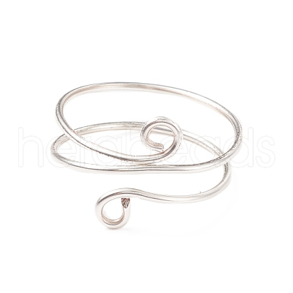 Brass Wire Wrap Double Line Cuff Ring for Women RJEW-JR00505-01-1