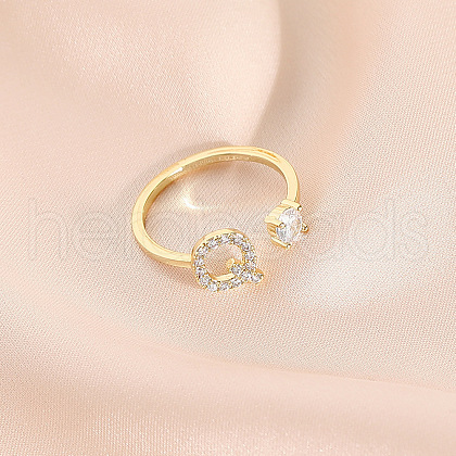 Fashionable Brass Cubic Zirconia Cuff Rings FS-WG4936F-01-1