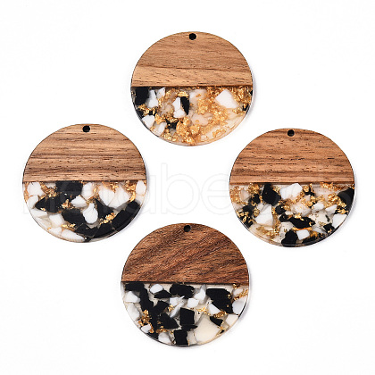 Transparent Resin & Walnut Wood Pendants RESI-TAC0017-75-A01-1