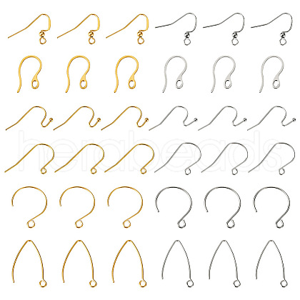 96Pcs 12 Style 304 Stainless Steel Earring Hooks STAS-PJ0001-45-1