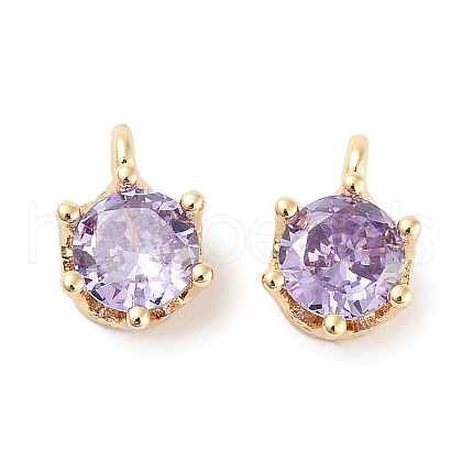 Brass Micro Pave Cubic Zirconia Charms KK-C051-39G-03-1