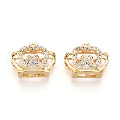 Brass Micro Pave Cubic Zirconia Charms KK-N261-90G-1