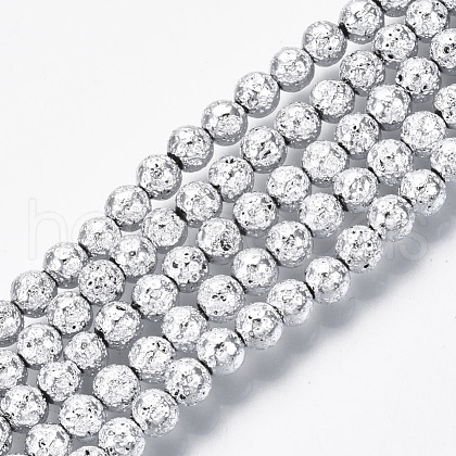Electroplated Natural Lava Rock Beads Strands G-S352-30A-06-1