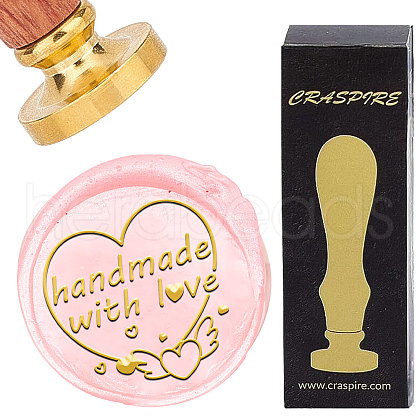 Brass Wax Seal Stamp with Wood Handle AJEW-WH0412-0261-1