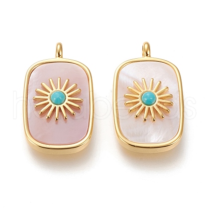 Natural Pink Shell Pendants KK-P184-01B-01G-1