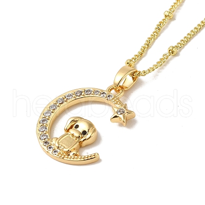 Brass Micro Pave Clear Cubic Zirconia Pendants Necklaces NJEW-K269-05G-12-1