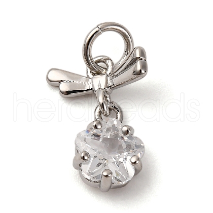Brass Micro Pave Cubic Zirconia Pendants KK-P308-49P-1