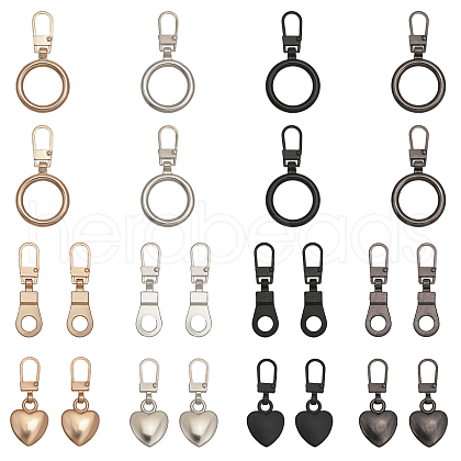 CHGCRAFT 24Pcs 12 Style Zinc Alloy Zipper Puller FIND-CA0007-90-1