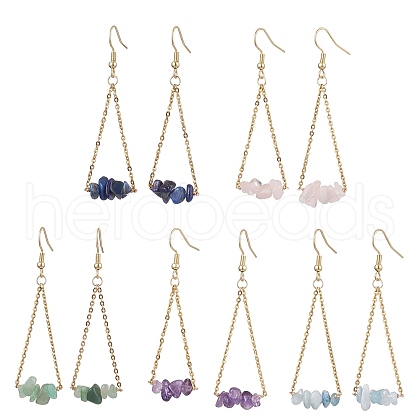 5Pair Natural Gemstone Dangle Earrings EJEW-JE06010-S-1