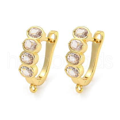 Rack Plating Brass Micro Pave Cubic Zirconia Hoop Earring Findings EJEW-C102-17G-1