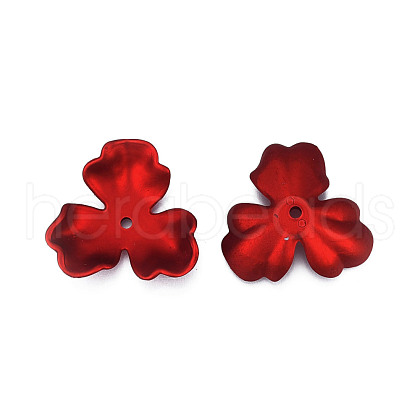 3-Petal Spray Paint ABS Plastic Imitation Pearl Bead Caps MACR-T030-17-1
