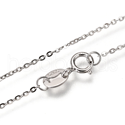 Anti-Tarnish Rhodium Plated 925 Sterling Silver Cable Chain Necklaces NJEW-N0048-46-16-1