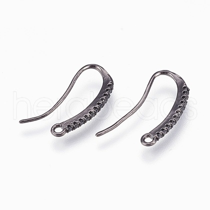 Brass Earring Hooks with Cubic Zirconia KK-P150-43B-1
