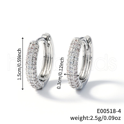 Elegant Brass Rhinestone Ring Hoop Earrings NI2489-1-1