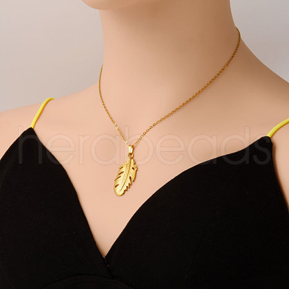 Stainless Steel Leaf Pendant Necklaces for Women DL2370-1-1