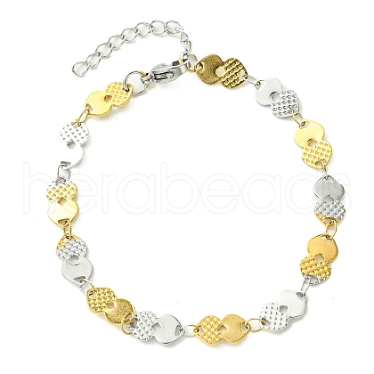 Ion Plating(IP) 304 Stainless Steel Heart Link Bracelets for Women BJEW-A007-02GP-1
