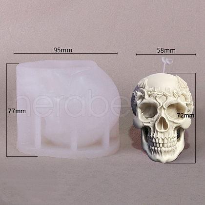 3D Halloween Skull DIY Silicone Statue Candle Molds PW-WG17437-03-1