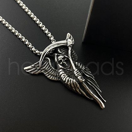 Punk Stainless Steel Grim Reaper Pendant Necklaces for Men OF4864-1