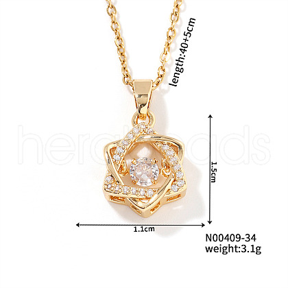Elegant Brass Micro Pave Clear Cubic Zirconia Pendant Necklaces for Women EM4159-1-1