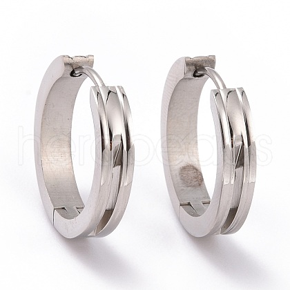 Tarnish Resistant 201 Stainless Steel Hinged Hoop Earrings with 304 Stainless Steel Pins for Women EJEW-G298-02P-1