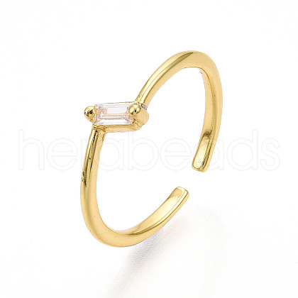 Mother's Day Rings Brass Micro Pave Clear Cubic Zirconia Cuff Rings for Women KK-T070-115-1