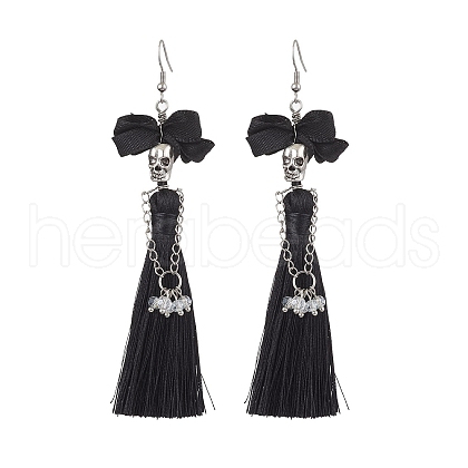 Halloween Alloy and Polyester Pendants Earrings EJEW-JE05971-1