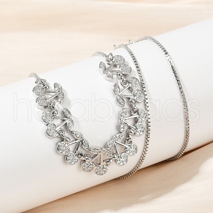 Brass Micro Pave Clear Cubic Zirconia Fruit Bib Necklaces NJEW-F342-01B-P-1