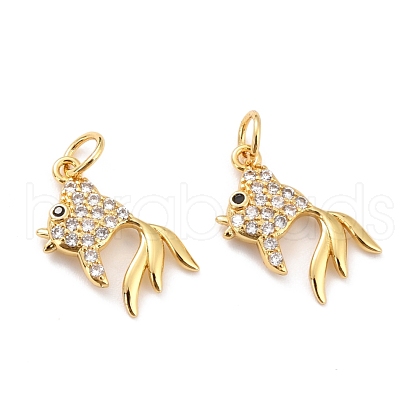Brass Micro Pave Cubic Zirconia Pendants ZIRC-P091-12G-RS-1