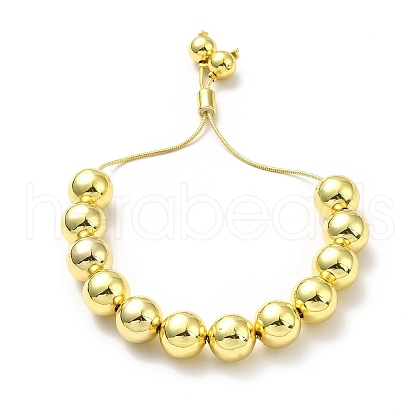 Rack Plating Brass Round Bead Slider Bracelets for Women BJEW-M232-01G-E-1