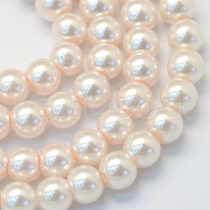 Baking Painted Pearlized Glass Pearl Round Bead Strands HY-Q003-4mm-41-1