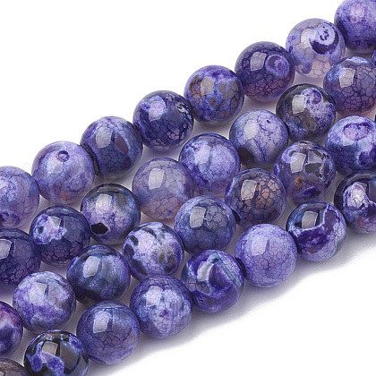 Natural Fire Crackle Agate Beads Strands G-S295-16D-8mm-1