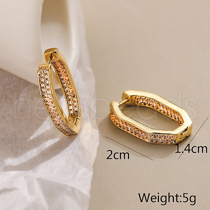 Oval Brass Micro Pave Cubic Zirconia Hoop Earrings FS-WG2CC95-03-1