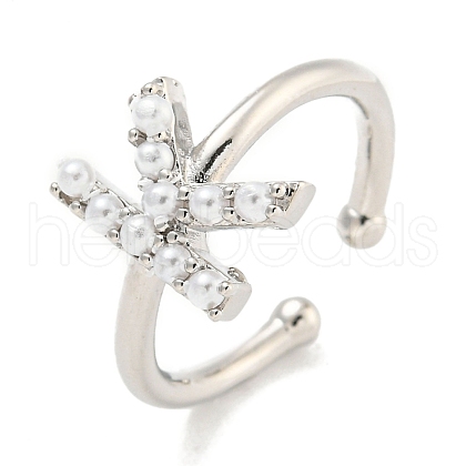 Rack Plating Brass Open Cuff Rings for Women RJEW-F162-01P-K-1