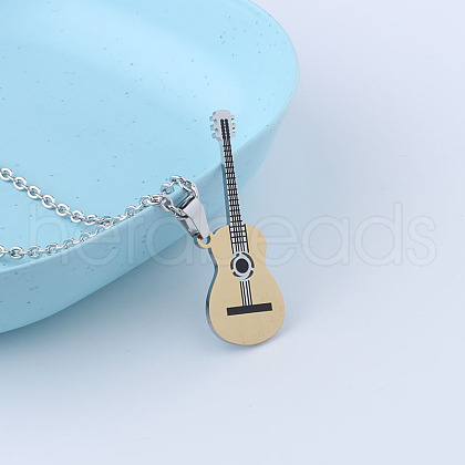 Guitar 667 Stainless Steel with Alloy Pendant Necklaces FS-WGCE0ED-03-1