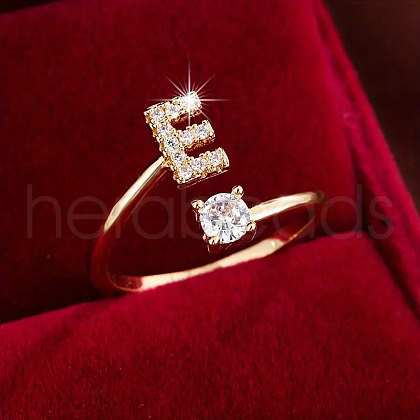 Brass Micro Pave Cubic Zirconia Cuff Rings WG75066-05-1