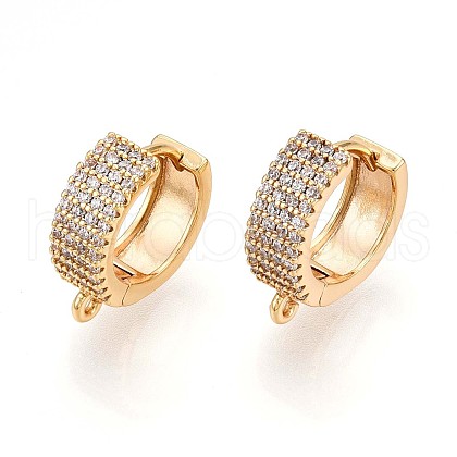 Brass Micro Pave Cubic Zirconia Hoop Earring Finding KK-N261-50G-1
