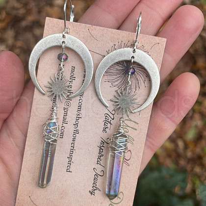 Alloy Natural Quartz Crystal Dangle Earrings FS-WGD5E71-01-1