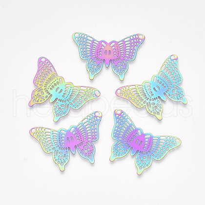 Ion Plating(IP) 201 Stainless Steel Filigree Pendants STAS-S108-49-1
