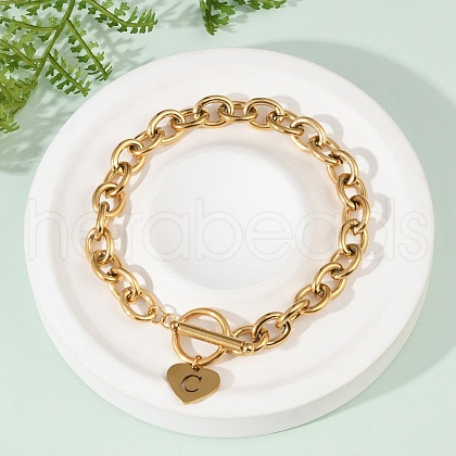 Golden 304 Stainless Steel Charm Bracelets NJEW-K284-01G-C-1