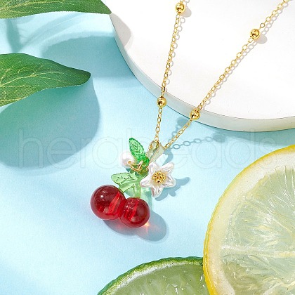 Resin Fruit Pendant Necklaces NJEW-JN05204-02-1
