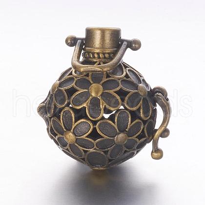 Retro Brass Cage Pendants KK-K173-09AB-1